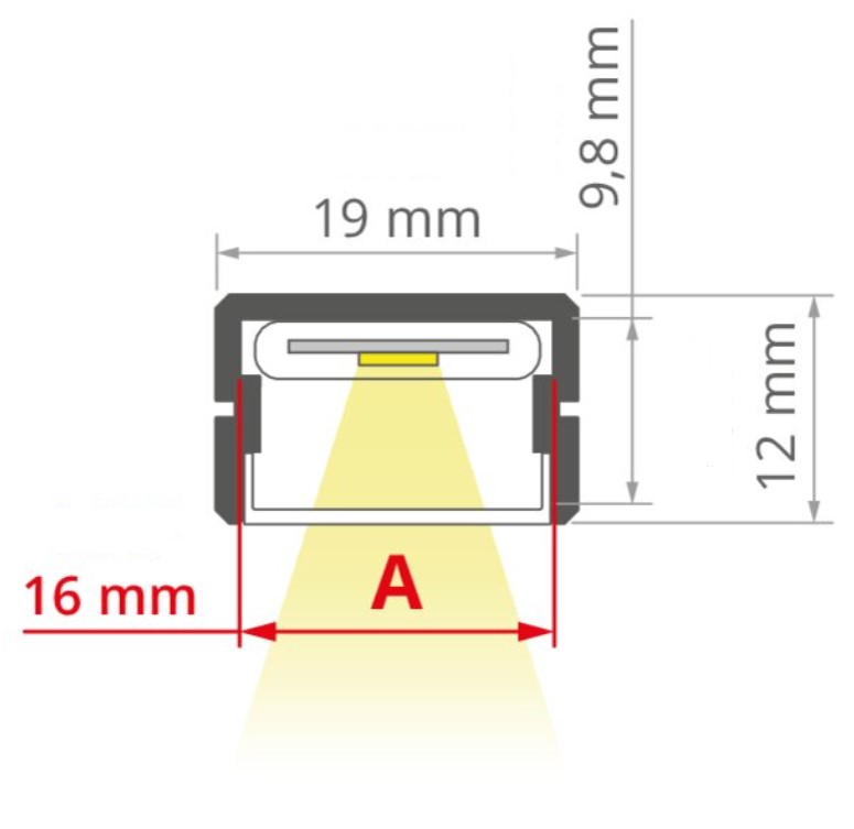 LED profil přisazený 19x12 stříbrný elox
